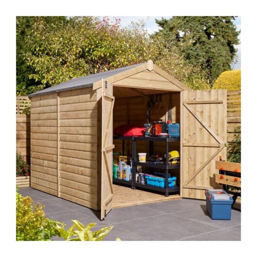 8x6 Shiplap Apex Shed Double Doors - Rowlinson