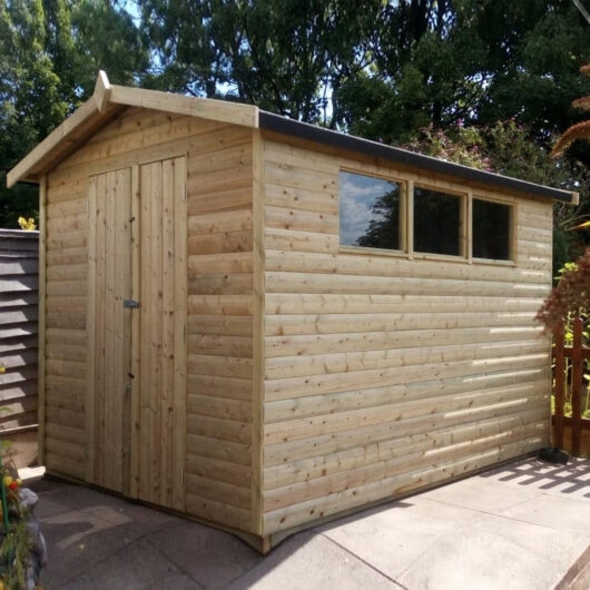 Amersham Garden 10x8ft Wooden Heavy Duty Apex Shed in Natural