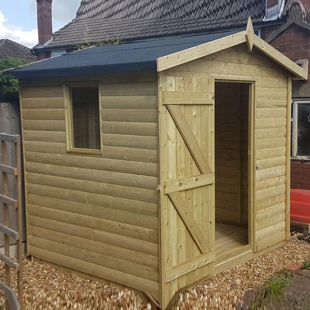 Amersham Garden 8x6ft Wooden Heavy Duty Apex Shed in Natural