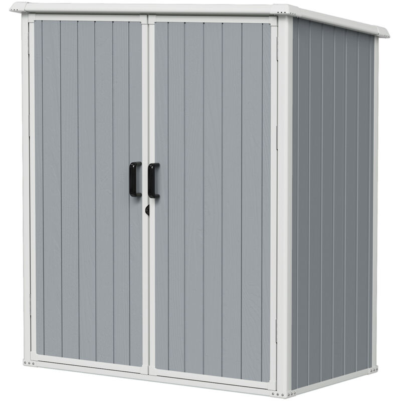 Aoxun Garden Storage Box Resin, Resin Storage Shed, Outdoor Storage Shed with Floor, 5x3FT, Grey