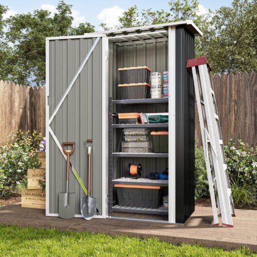 Aoxun Metal Garden Shed, Tool Shed with Lockable Door, Robust and Rust-Resistant Garden Cabinet, Pent Slooping Roof, 3x2.1ft, Black