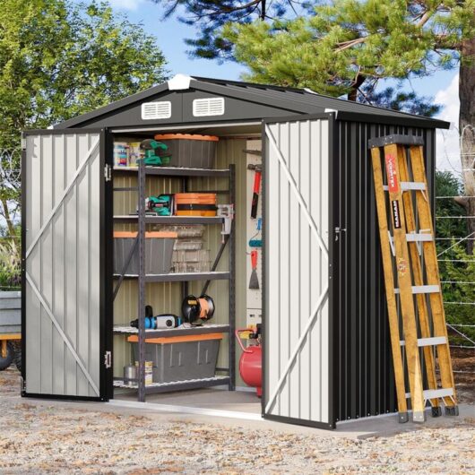 Aoxun Metal Garden Shed, Tool Shed with Lockable Door, Robust and Rust-Resistant Garden Cabinet, Slooping Roof, 6x4ft, Black