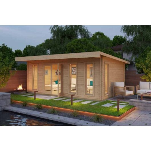 Barbados 6-Log Cabin, Wooden Garden Room, Timber Summerhouse, Home Office - L628.8 x W468.8 x H233.7 cm