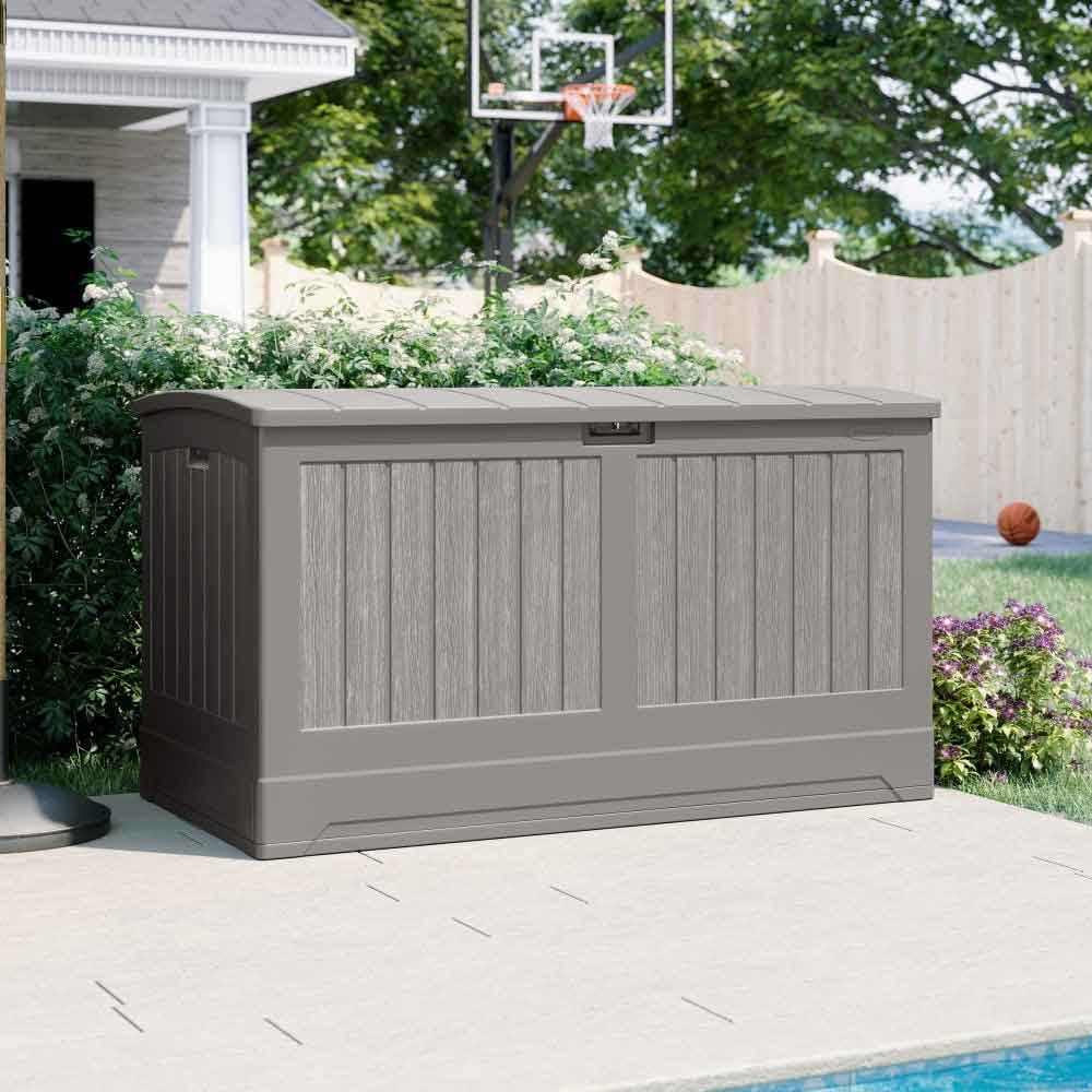 Bliss Reinforced Resin Garden 757L Storage Box in Stone Grey