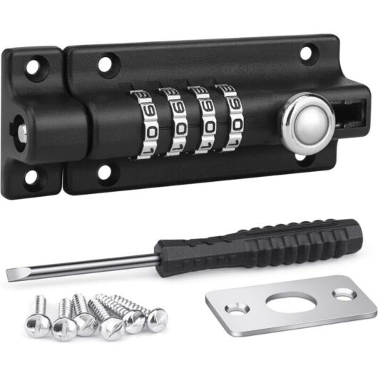 Combination Lock Latch, Code Door Lock, Waterproof 4-Digit Combination Lock with Screws for Garden Sheds, Home Reinforcement, Workshops