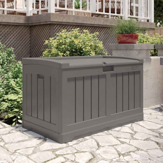Decluttered Reinforced Resin Garden 189L Storage Box in Stone Grey