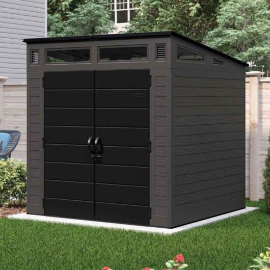 Forma 7x7 Reinforced Resin Garden Storage Cabinet in Peppercorn Grey