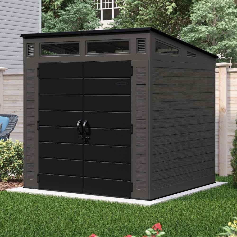 Forma 7x7 Reinforced Resin Garden Storage Cabinet in Peppercorn Grey