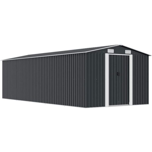 Garden Shed 257x580x181 cm Metal Anthracite Vidaxl