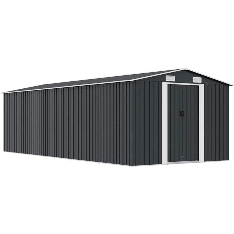 Garden Shed 257x580x181 cm Metal Anthracite Vidaxl