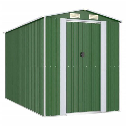 Garden Shed Green 192x357x223 cm Galvanised Steel vidaXL