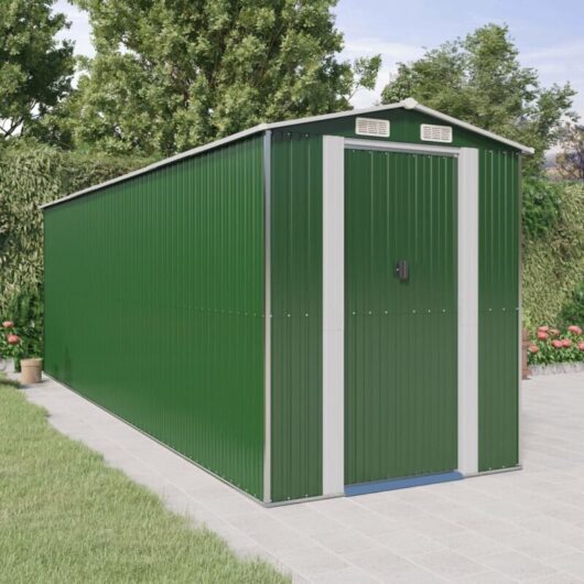 Garden Shed Green 192x606x223 cm Galvanised Steel Vidaxl