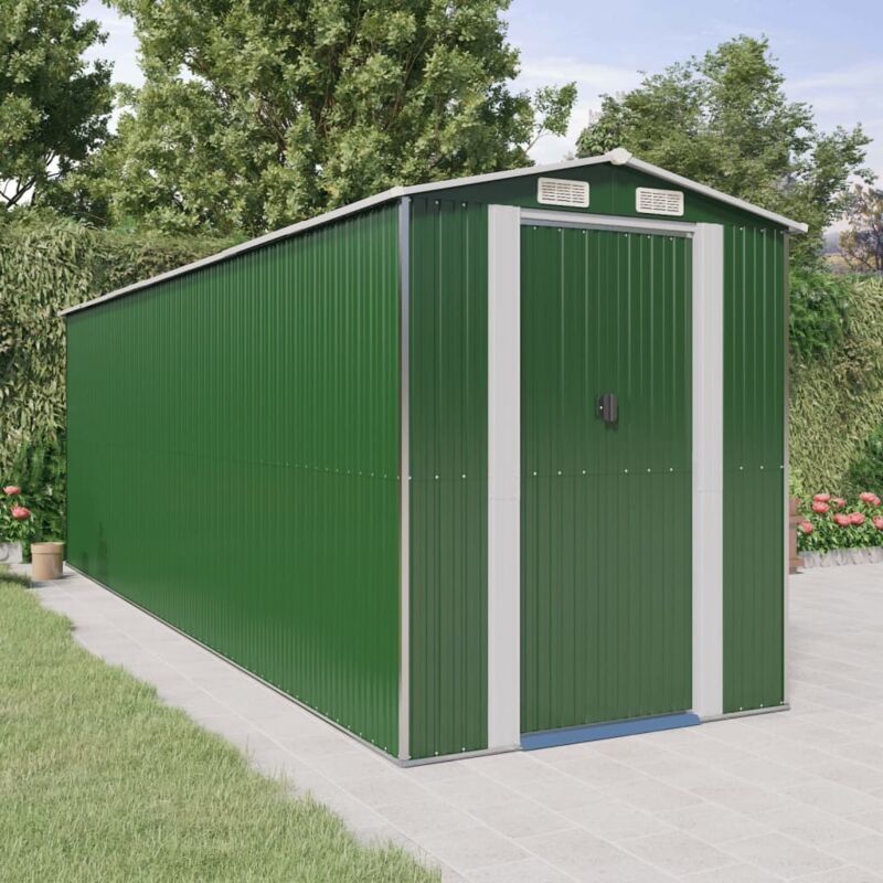 Garden Shed Green 192x606x223 cm Galvanised Steel Vidaxl