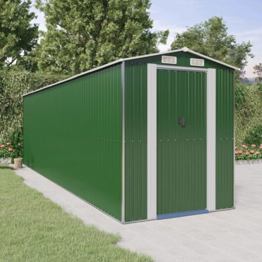 Garden Shed Green 192x689x223 cm Galvanised Steel Vidaxl