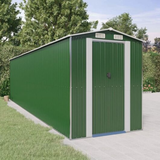 Garden Shed Green 192x772x223 cm Galvanised Steel Vidaxl