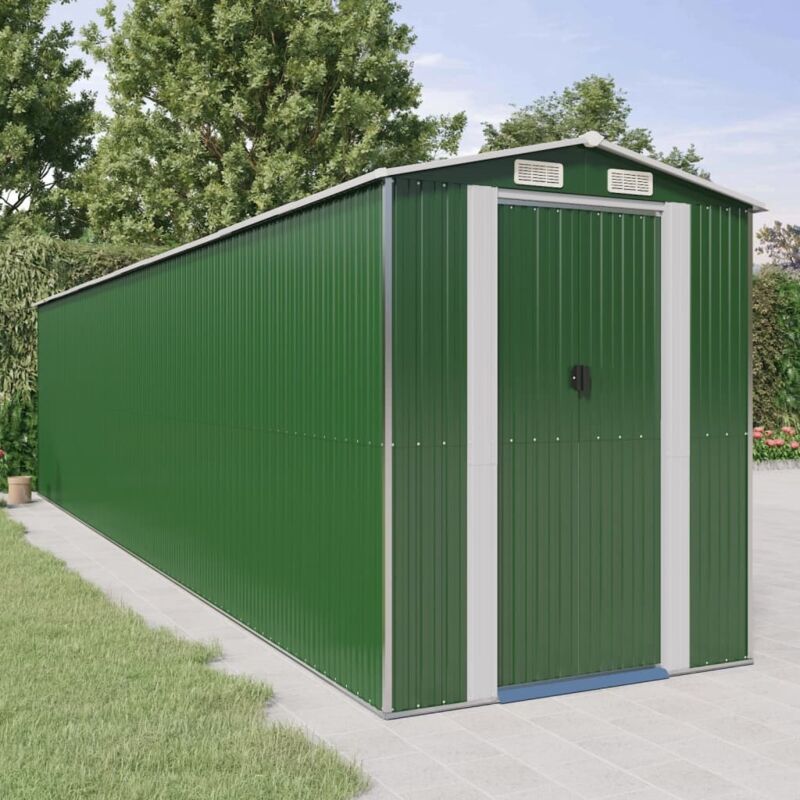 Garden Shed Green 192x855x223 cm Galvanised Steel Vidaxl
