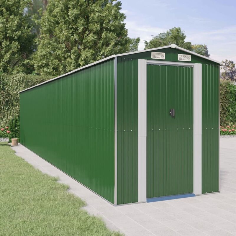 Garden Shed Green 192x938x223 cm Galvanised Steel Vidaxl