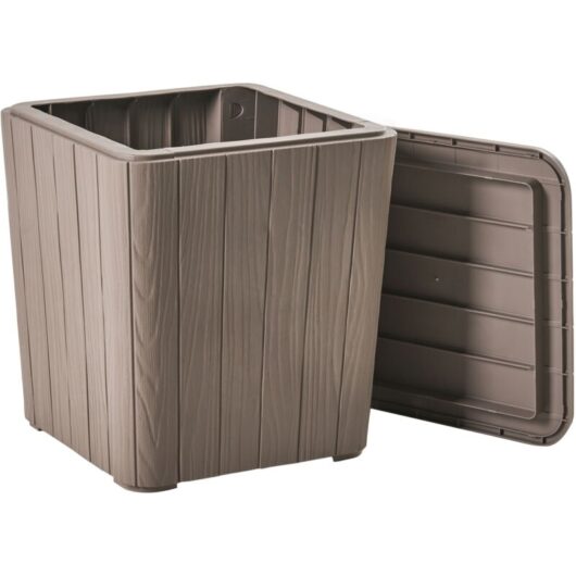 Garden Storage Box Taupe Polypropylene 40 x 42 cm Outdoor Tool Box for Textiles SARANDI