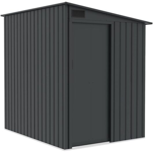 Garden shed 2.91m² galvanized steel with sliding door and anchor kit anthracite - Bray