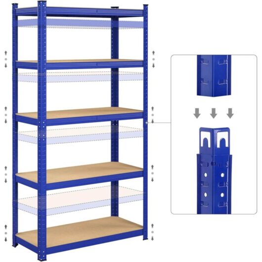 Heavy Duty 5 Tier Boltless Garage Shelving Unit Shed Warehouse Workshop Office Storage Shelves Metal Racking, Adjustable - Can be split into 2