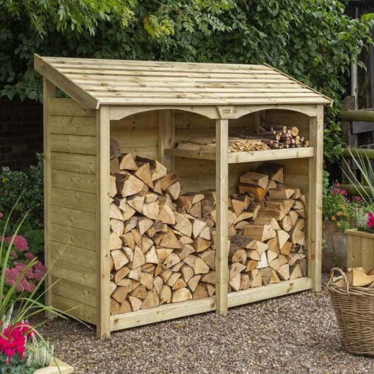 Hidalgo Double Wooden Garden Log Storage Shed in Natural Timber