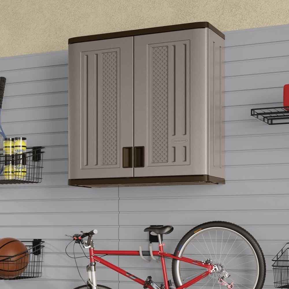 Imperial Reinforced Resin Garden Wall Storage Cabinet in Light Brown