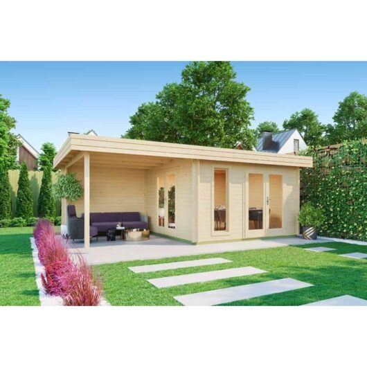 Lasita Maja - Anders-Log Cabin, Wooden Garden Room, Timber Summerhouse, Home Office - L688 x W414.8 x H233.7 cm