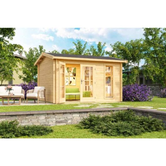 Lasita Maja - Carlisle-Log Cabin, Wooden Garden Room, Timber Summerhouse, Home Office - L390 x W350.8 x H245.1 cm
