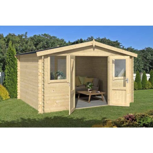 Lasita Maja - Dallas-Log Cabin, Wooden Garden Room, Timber Summerhouse, Home Office - L410.9 x W312 x H233.7 cm