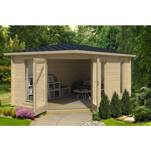 Lasita Maja - Edinburgh 2-Log Cabin, Wooden Garden Room, Timber Summerhouse, Home Office - L490.3 x W322.3 x H246.24 cm