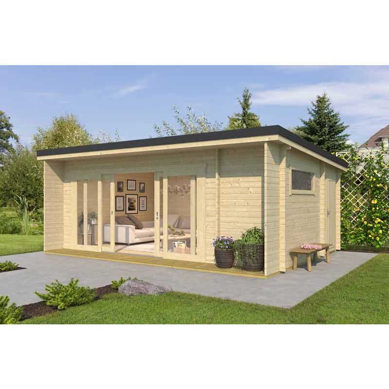 Lasita Maja - Java-Log Cabin, Wooden Garden Room, Timber Summerhouse, Home Office - L648 x W470 x H245.1 cm