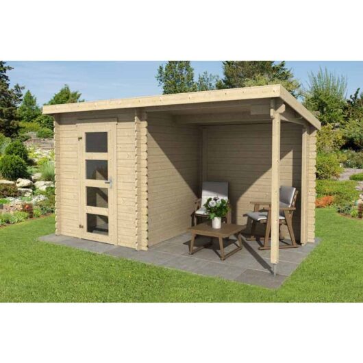 Lasita Maja - Jelle 175 Plus-Log Cabin, Wooden Garden Room, Timber Summerhouse, Home Office - L390 x W214.4 x H210.9 cm