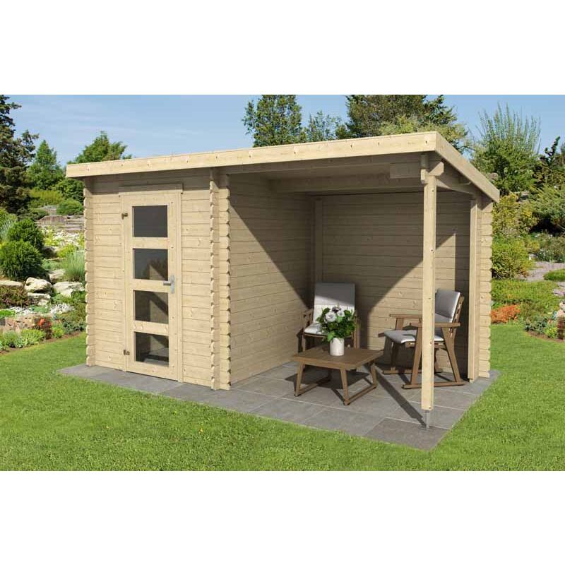 Lasita Maja - Jelle 175 Plus-Log Cabin, Wooden Garden Room, Timber Summerhouse, Home Office - L390 x W214.4 x H210.9 cm
