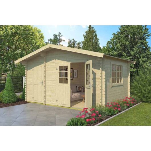 Lasita Maja - Keila 34-Log Cabin, Wooden Garden Room, Timber Summerhouse, Home Office - L475.9 x W350 x H256.5 cm