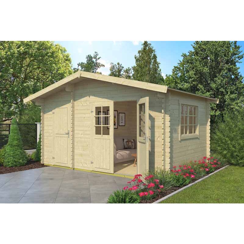 Lasita Maja - Keila 34-Log Cabin, Wooden Garden Room, Timber Summerhouse, Home Office - L475.9 x W350 x H256.5 cm