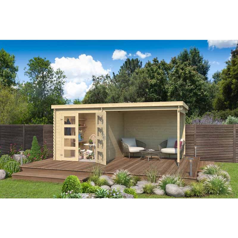 Lasita Maja - Long Beach-Log Cabin, Wooden Garden Room, Timber Summerhouse, Home Office - L492.2 x W254.9 x H216.6 cm