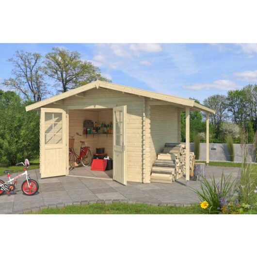 Lasita Maja - Tulsa-Log Cabin, Wooden Garden Room, Timber Summerhouse, Home Office - L428.8 x W352 x H245.1 cm