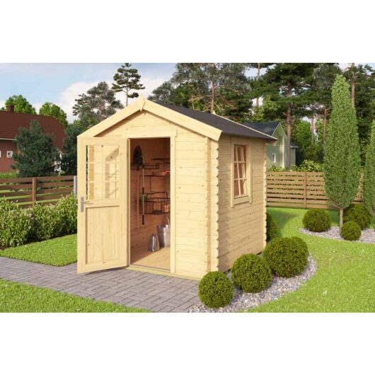 Lasita Maja - Wels 1-Log Cabin, Wooden Garden Room, Timber Summerhouse, Home Office - L231 x W220 x H233.7 cm