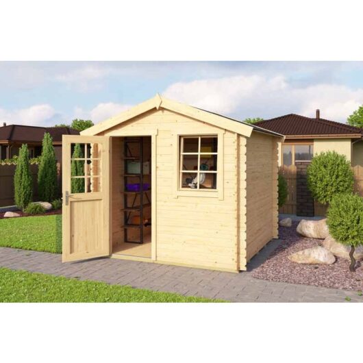 Lasita Maja - Wels 2-Log Cabin, Wooden Garden Room, Timber Summerhouse, Home Office - L263.7 x W250 x H233.7 cm