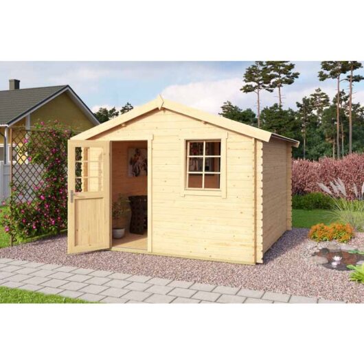 Lasita Maja - Wels 3-Log Cabin, Wooden Garden Room, Timber Summerhouse, Home Office - L339.8 x W320 x H245.1 cm