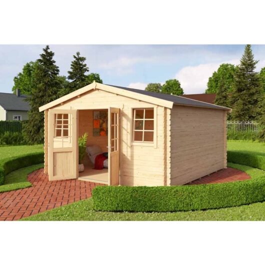 Lasita Maja - Wels 4 DT-Log Cabin, Wooden Garden Room, Timber Summerhouse, Home Office - L425.1 x W410 x H245.1 cm