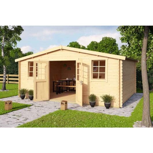 Lasita Maja - Wels 5-Log Cabin, Wooden Garden Room, Timber Summerhouse, Home Office - L548.8 x W420 x H245.1 cm