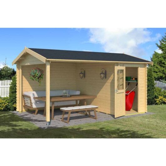 Lasita Maja - Wibo 300-Log Cabin, Wooden Garden Room, Timber Summerhouse, Home Office - L465 x W337.8 x H245.1 cm