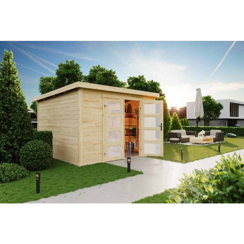 Lasita Maja - Zambezi 7-Log Cabin, Wooden Garden Room, Timber Summerhouse, Home Office - L320 x W324.8 x H210.9 cm