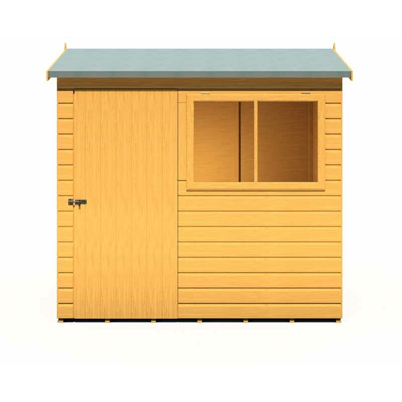 Lewis 7 x 5 Feet Single Door Reverse Apex Style d Shed - L147.3 x W208.2 x H187 cm