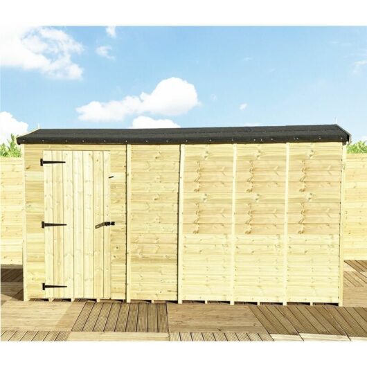 Marlborough - 12 x 4 Reverse Windowless Pressure Treated Tongue And Groove Single Door Apex Shed (high Eaves 74)