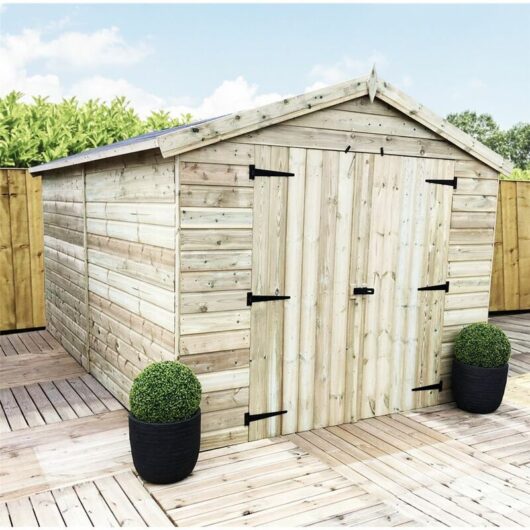 Marlborough - 12 x 8 Windowless Premier Pressure Treated Tongue And Groove Apex Shed With Higher Eaves And Ridge Height And Double Doors