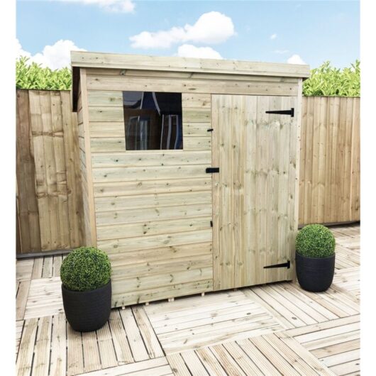 Marlborough - installed 6 x 6 Garden Shed Pressure Treated t&g pent Shed - 1 Window + Single Door (6' x 6' / 6ft x 6ft) (6x6)