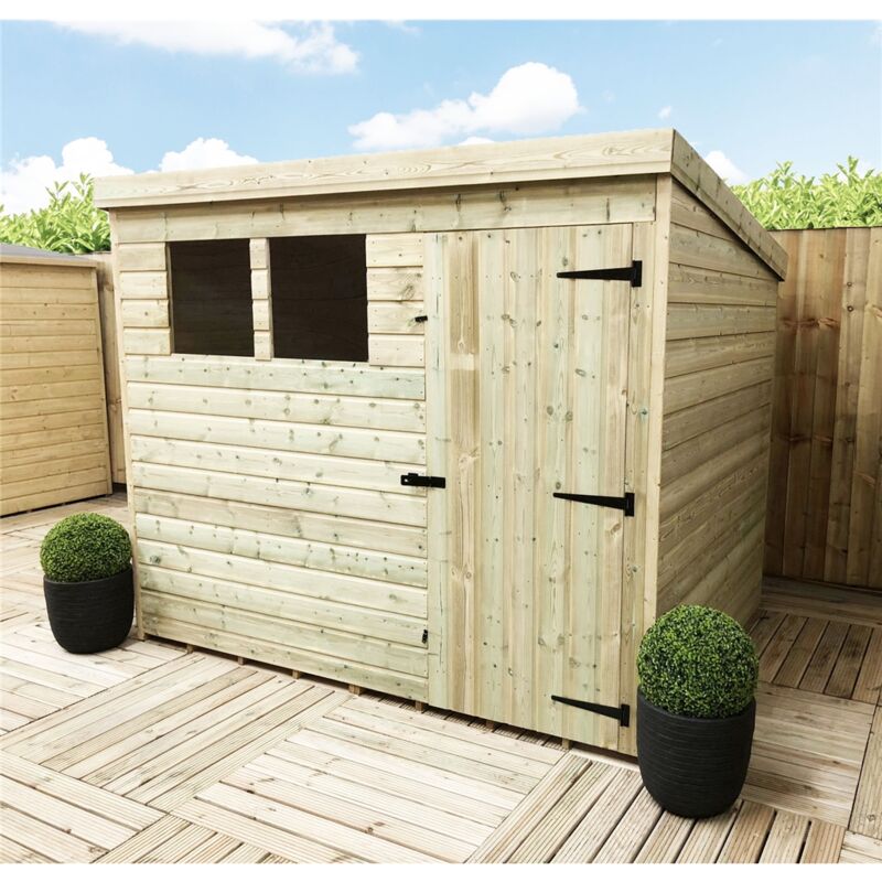 Marlborough - installed 8 x 5 Garden Shed Pressure Treated t&g pent Shed - 2 Windows + Single Door (8' x 5' / 8ft x 5ft) (8x5)