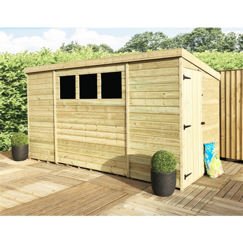 Marlborough - installed 9 x 5 Garden Shed Pressure Treated t&g pent Shed - 3 Windows + Side Door (9' x 5' / 9ft x 5ft) (9x5)